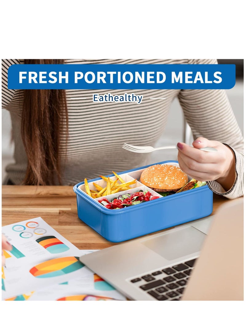 Children's Lunch Box, 1400 ml Adult Lunch Box, with Cutlery and Salad Dressing Container, Leak-proof Meal Prep Container