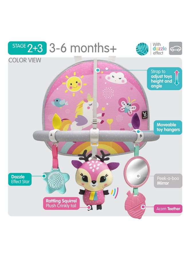 Car Seat Toys For Babies Double Sided Rear Facing Carseat Toy With Baby Mirror For Infants Girls And Boys 0 18 Months Pink