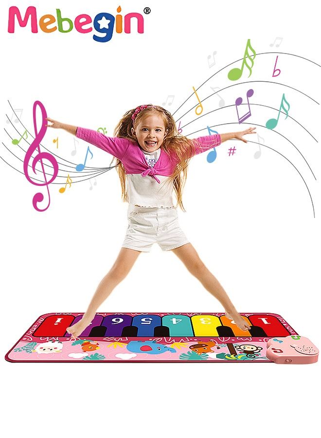 Floor Piano Mat for Kids and Toddlers 80*35cm Piano Mat, 8 Keys,  Adjustable Volum Dance Mat Toy for Boys Girls Carpet Animal Blanket Touch Playmat Early Education Toys