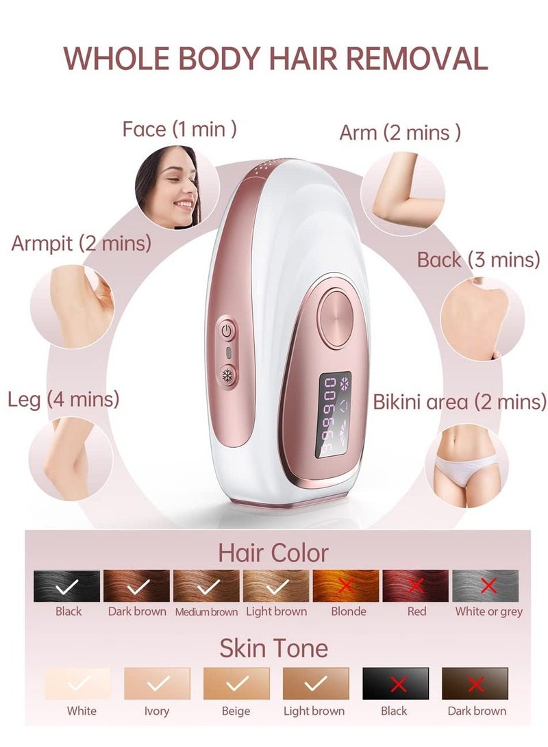 IPL Hair Removal Device Ice Cooling Function for Painless Hair Removal with 999900 Flashes Auto and Manual Mode
