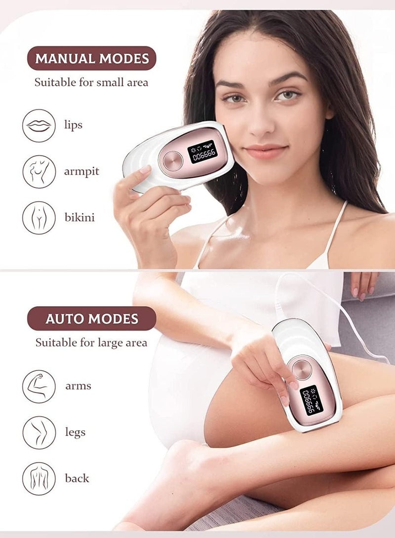 IPL Hair Removal Device, Ice Cooling Function for Painless Hair Removal with 999,900 Flashes, Auto and Manual Mode