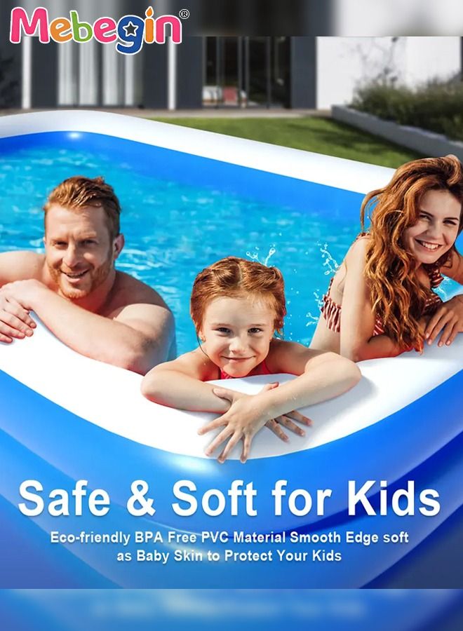 210*135*60cm Rectangle Shape Inflatable Swimming Pool, Thickened Paddling Pool with Inflatable Safety Bubble Bottom, Durable Multifunctional Blow up Pool, Family Lounge Pool, Ideal Choice for Indoor Entertainment and Outdoor Activities