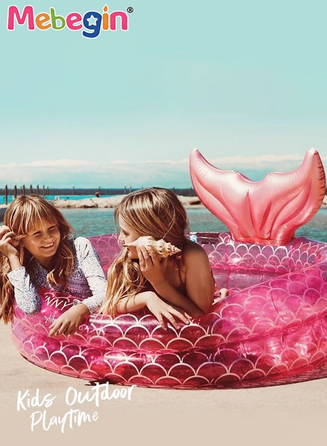 Kids Inflatable Mermaid Paddling Pool, Safe Inflatable Swimming Pool with Enchanting Mermaid Tail Design, 120cm Diameter, Crafted with High-quality Materials, Suitable for Outdoor, Garden, Backyard and Summer Water Party