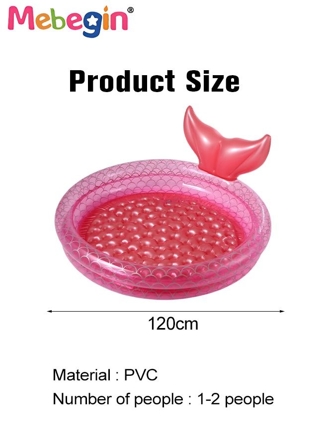 Kids Inflatable Mermaid Paddling Pool, Safe Inflatable Swimming Pool with Enchanting Mermaid Tail Design, 120cm Diameter, Crafted with High-quality Materials, Suitable for Outdoor, Garden, Backyard and Summer Water Party