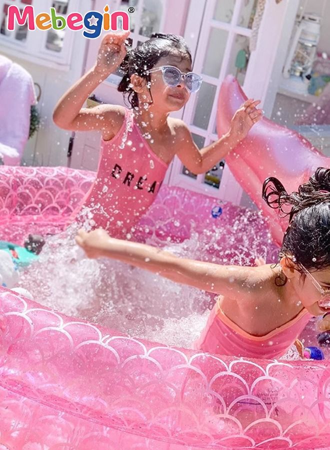 Kids Inflatable Mermaid Paddling Pool, Safe Inflatable Swimming Pool with Enchanting Mermaid Tail Design, 120cm Diameter, Crafted with High-quality Materials, Suitable for Outdoor, Garden, Backyard and Summer Water Party