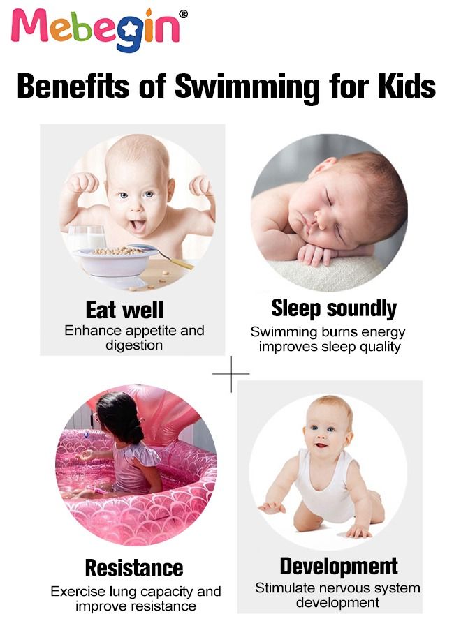 Kids Inflatable Mermaid Paddling Pool, Safe Inflatable Swimming Pool with Enchanting Mermaid Tail Design, 120cm Diameter, Crafted with High-quality Materials, Suitable for Outdoor, Garden, Backyard and Summer Water Party