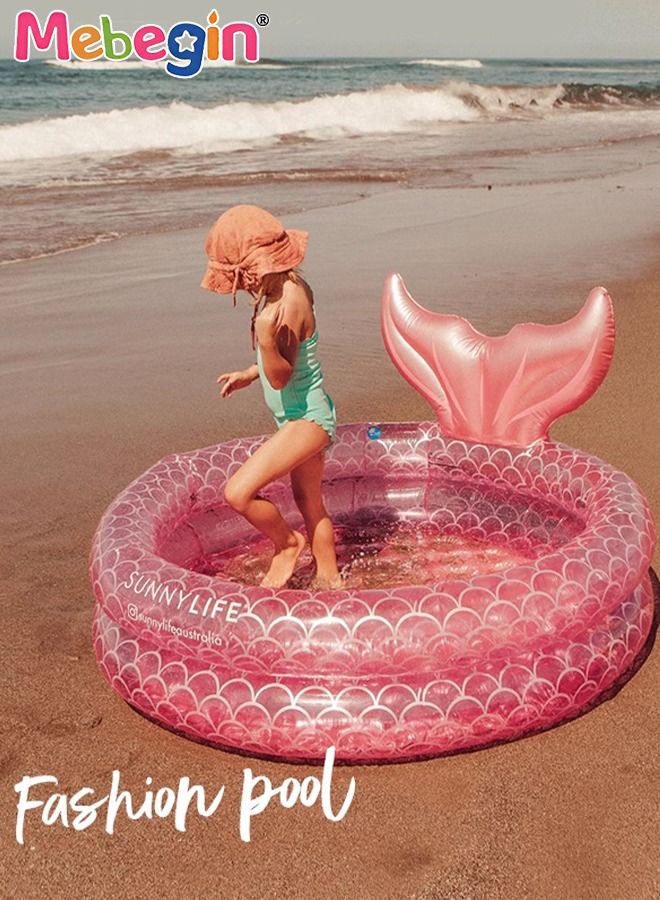 Kids Inflatable Mermaid Paddling Pool, Safe Inflatable Swimming Pool with Enchanting Mermaid Tail Design, 120cm Diameter, Crafted with High-quality Materials, Suitable for Outdoor, Garden, Backyard and Summer Water Party