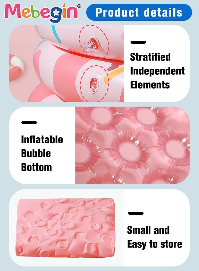 Paddling Pool with Inflatable Safety Bubble Bottom, Round Thickened Swimming Pool for Kids, Inflatable Baby Bath Tub, Durable Multifunctional Blow up Pool, Family Lounge Pool, Ideal Choice for Indoor Entertainment and Outdoor Activities