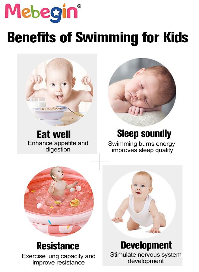 Paddling Pool with Inflatable Safety Bubble Bottom, Round Thickened Swimming Pool for Kids, Inflatable Baby Bath Tub, Durable Multifunctional Blow up Pool, Family Lounge Pool, Ideal Choice for Indoor Entertainment and Outdoor Activities