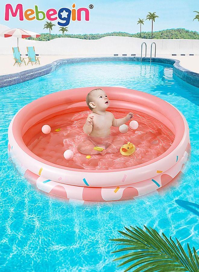 Paddling Pool with Inflatable Safety Bubble Bottom, Round Thickened Swimming Pool for Kids, Inflatable Baby Bath Tub, Durable Multifunctional Blow up Pool, Family Lounge Pool, Ideal Choice for Indoor Entertainment and Outdoor Activities
