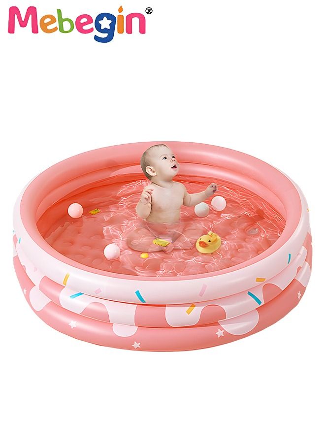 Paddling Pool with Inflatable Safety Bubble Bottom, Round Thickened Swimming Pool for Kids, Inflatable Baby Bath Tub, Durable Multifunctional Blow up Pool, Family Lounge Pool, Ideal Choice for Indoor Entertainment and Outdoor Activities
