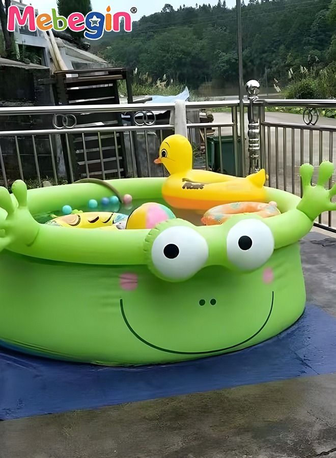 175*62cm Frog Shape Inflatable Swimming Pool, Thickened Inflatable Lounge Pool Ball Pit, Cool Summer Swimming Pool Game, Suitatble for Family Use, Outdoor, Garden, Backyard and Summer Water Party