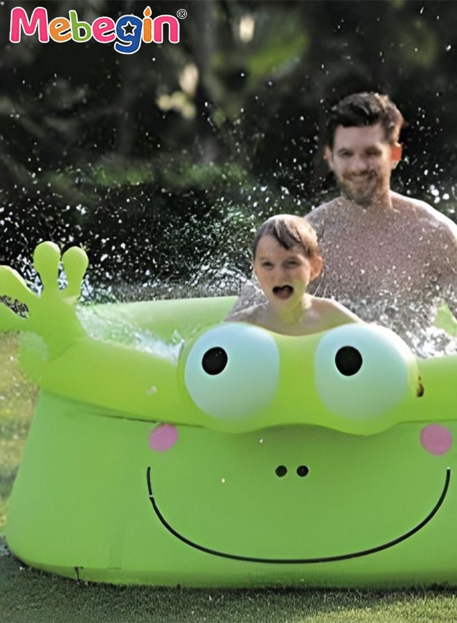 175*62cm Frog Shape Inflatable Swimming Pool, Thickened Inflatable Lounge Pool Ball Pit, Cool Summer Swimming Pool Game, Suitatble for Family Use, Outdoor, Garden, Backyard and Summer Water Party
