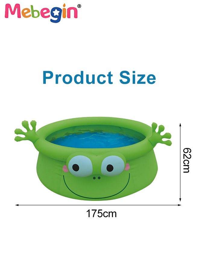 175*62cm Frog Shape Inflatable Swimming Pool, Thickened Inflatable Lounge Pool Ball Pit, Cool Summer Swimming Pool Game, Suitatble for Family Use, Outdoor, Garden, Backyard and Summer Water Party