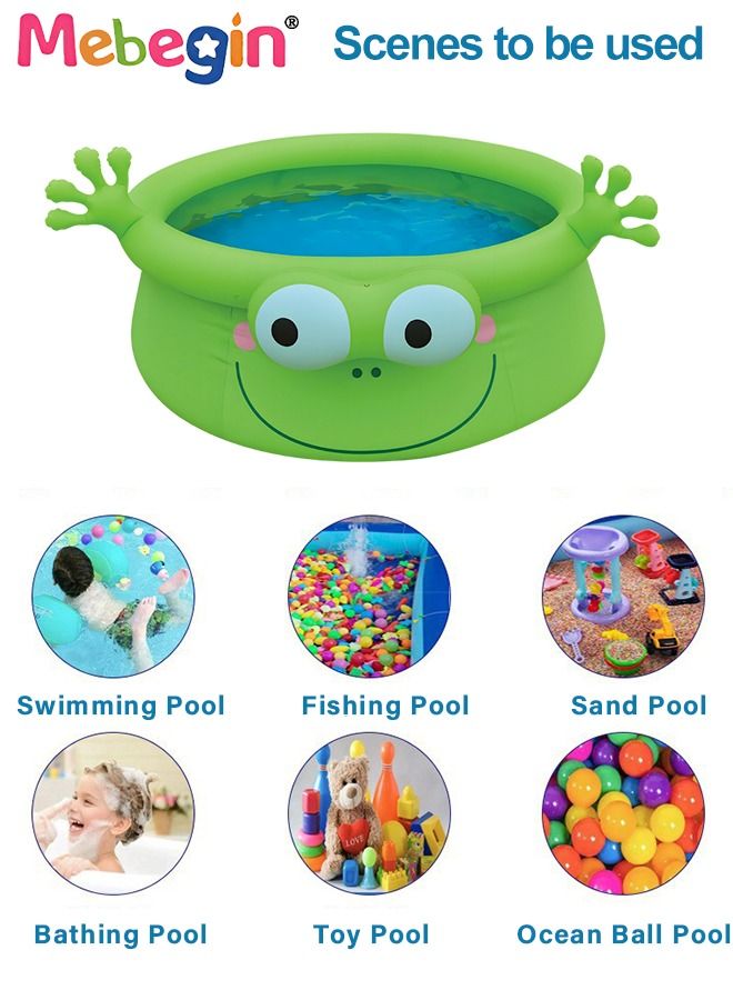 175*62cm Frog Shape Inflatable Swimming Pool, Thickened Inflatable Lounge Pool Ball Pit, Cool Summer Swimming Pool Game, Suitatble for Family Use, Outdoor, Garden, Backyard and Summer Water Party