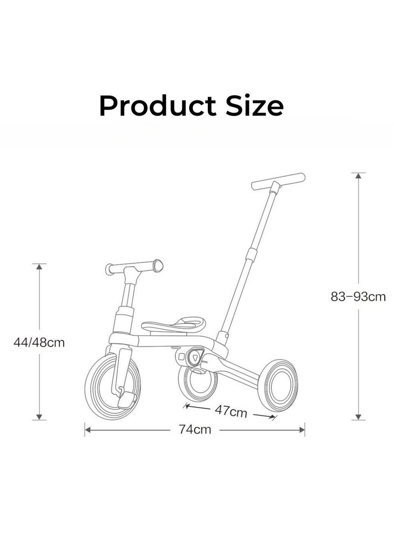 5 in 1 Kids Cycle Tricycle, Baby Tricycle with Eva Wheels, Parental Adjustable Push Handle, Seat and Pedal, Tricycle Cycle for Kids 1-5 Years