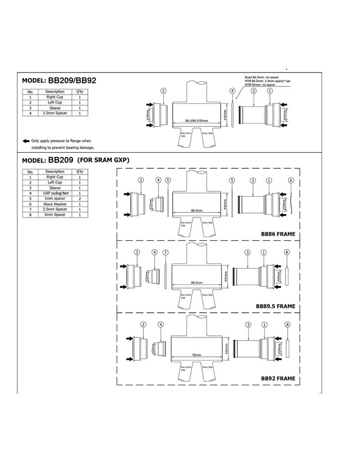 External Bearing Bottom Brackets For Parts Crankset Black 80X40X30ml