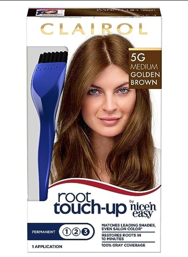 Clairol Root Touch-Up by Nice'n Easy Permanent Hair Dye, 5G Medium Golden Brown Hair Color, Pack of