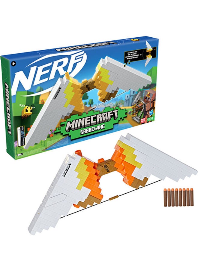 Minecraft Sabrewing Motorized Bow, Blasts Darts, Includes 8 Elite Darts, 8-Dart Clip, Design Inspired by Minecraft Bow in the Game