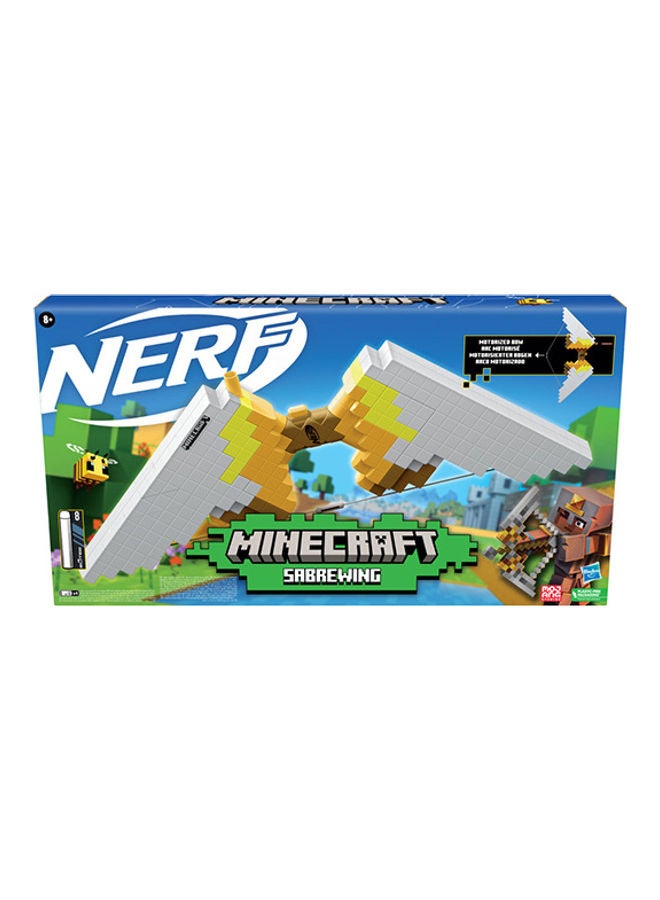 Minecraft Sabrewing Motorized Bow, Blasts Darts, Includes 8 Elite Darts, 8-Dart Clip, Design Inspired by Minecraft Bow in the Game
