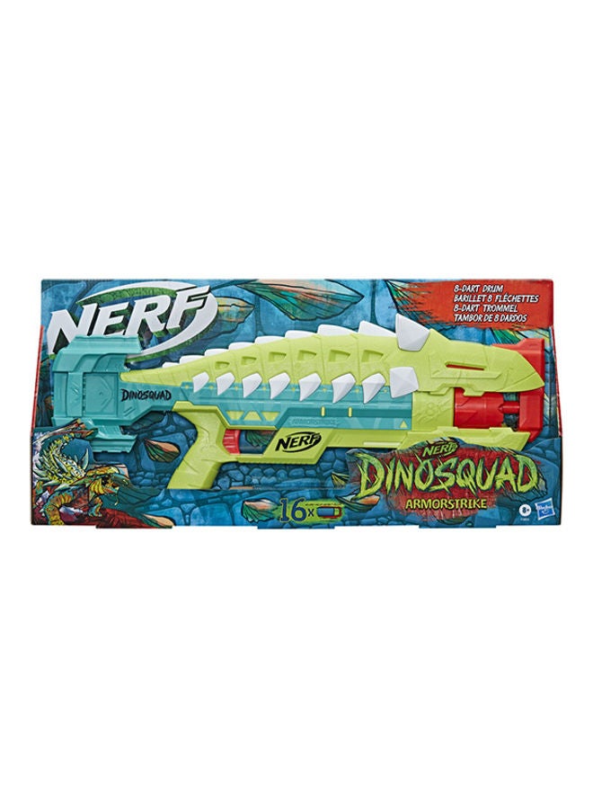DinoSquad Armorstrike Blaster, 8-Dart Drum, 16 Elite Darts, Ankylosaurus Dinosaur Design, Toy Blaster for Kids Outdoor Games