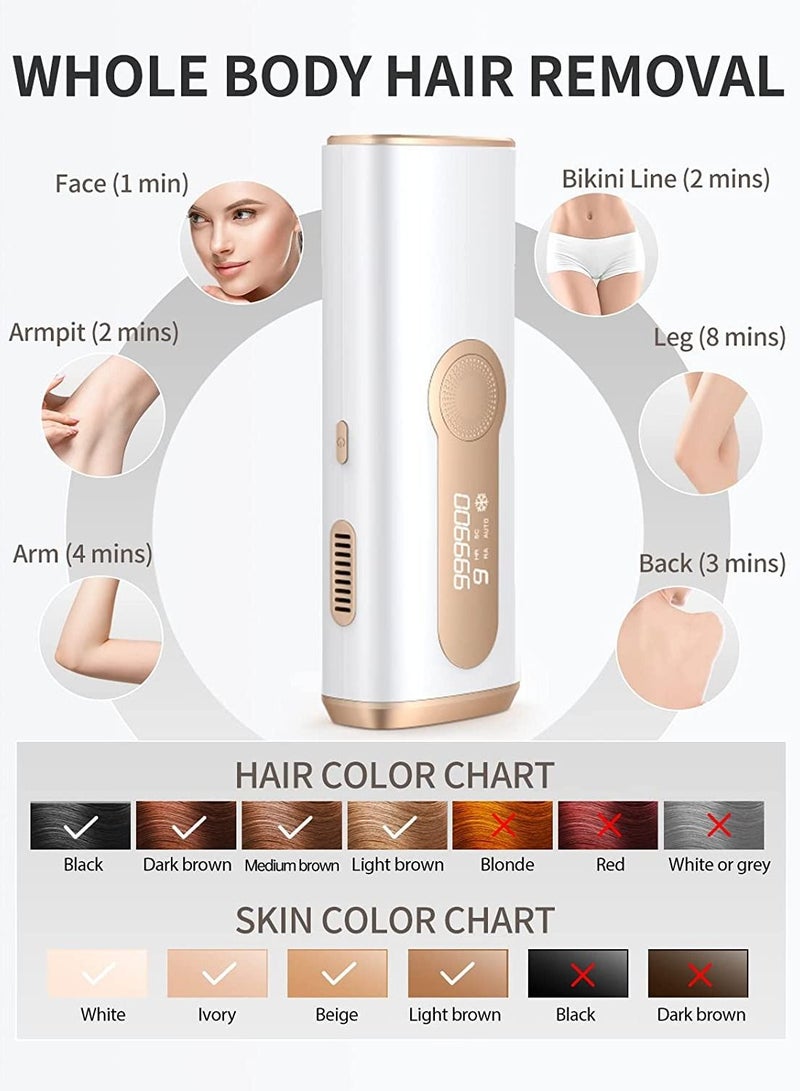 Laser Hair Removal Devices with Cooling System , 3-in-1 At-Home Permanent Hair Removal Device 9 Levels Upgrade 999900 Flashes for Face Armpit Arm Bikini Line Leg Whole Body