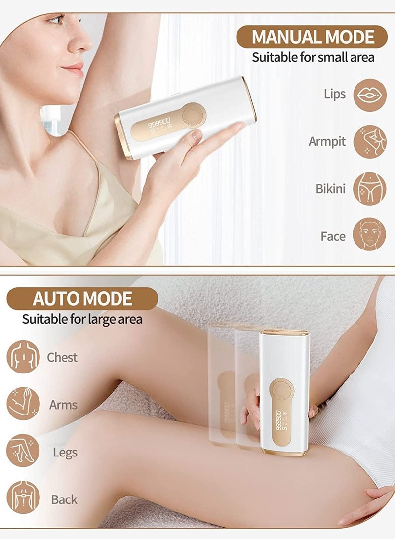 Laser Hair Removal Devices with Cooling System , 3-in-1 At-Home Permanent Hair Removal Device 9 Levels Upgrade 999900 Flashes for Face Armpit Arm Bikini Line Leg Whole Body