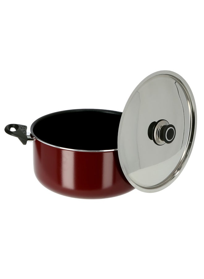 Cooking Pot Red/Silver/Black 30cm