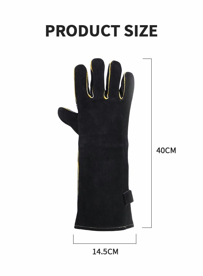 16inch BBQ Gloves,Welding Gloves 350℃ Heat Resistant Oven Mitts BBQ Grill Gloves for Cooking Welder Ironworker,Camping Supplies