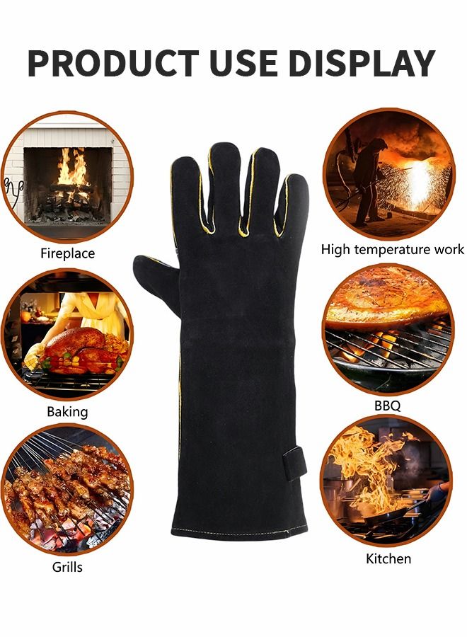 16inch BBQ Gloves,Welding Gloves 350℃ Heat Resistant Oven Mitts BBQ Grill Gloves for Cooking Welder Ironworker,Camping Supplies