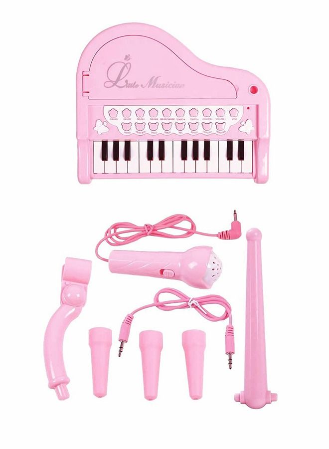 24 Key Toddler Piano Keyboard Girls Music Piano Toys - Girls Toys 1st Birthday Gift with Microphone Multifunctional Musical Electronic Pink Piano for Baby Girls Toys