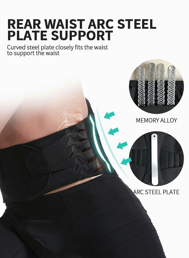 Back Brace for Lower Back Pain Relief with 11 Metal Plates Supports, Adjustable Back Support Belt for Weight lifting, Sports, Gym, Work, Back Pain Relief,Scoliosis - Large