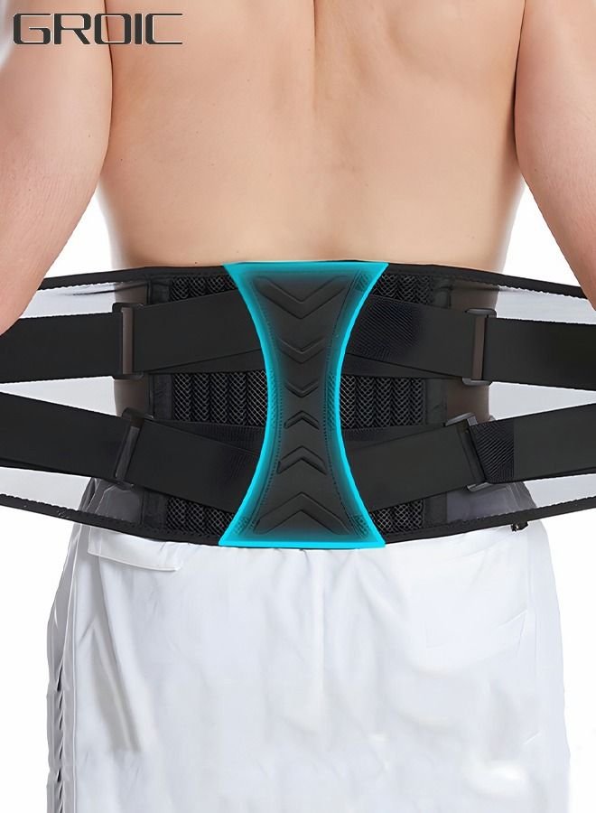 Back Brace for Lower Back Pain Relief with 11 Metal Plates Supports, Adjustable Back Support Belt for Weight lifting, Sports, Gym, Work, Back Pain Relief,Scoliosis - Large