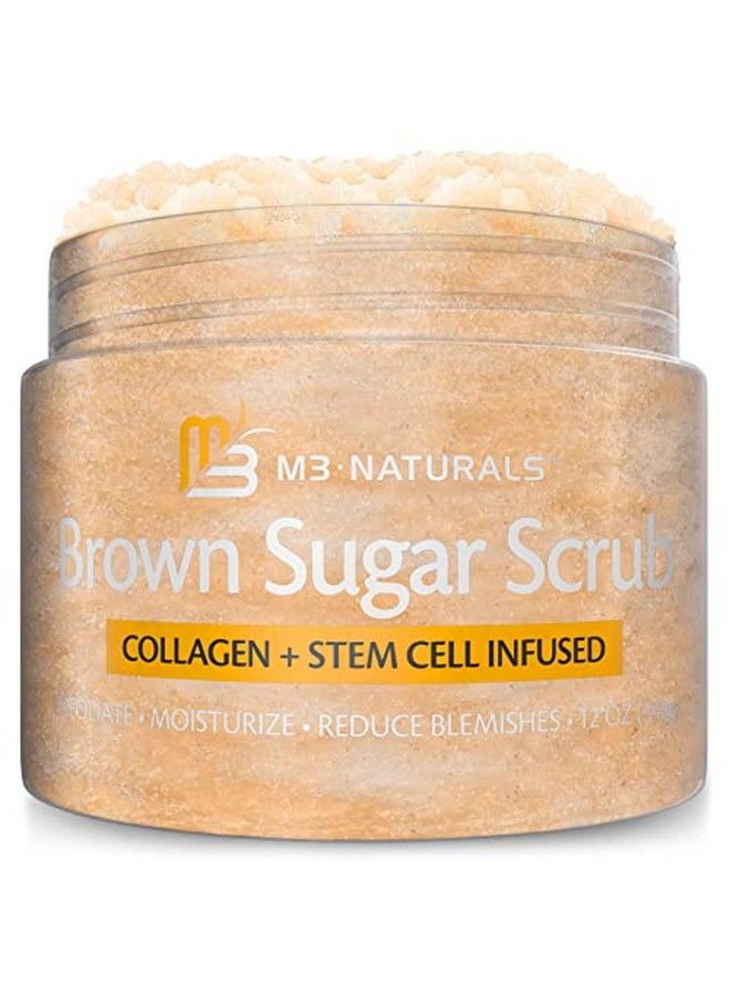 Brown Sugar Body Scrub With Collagen Stem Cell Exfoliating Body Scrubber Face Cleanser Fight Skin Care Appearance Cellulite Fine Line Stretch Mark Spider Veins 12 Oz