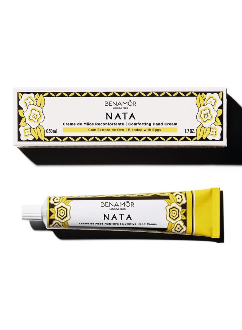 Benamor Nata Nourishing Hand Cream Nata Nutritious Hand Cream with 99% Natural Ingredients Comforting Hand Moisturiser Gourmet Scent, Paraben Free 50ml