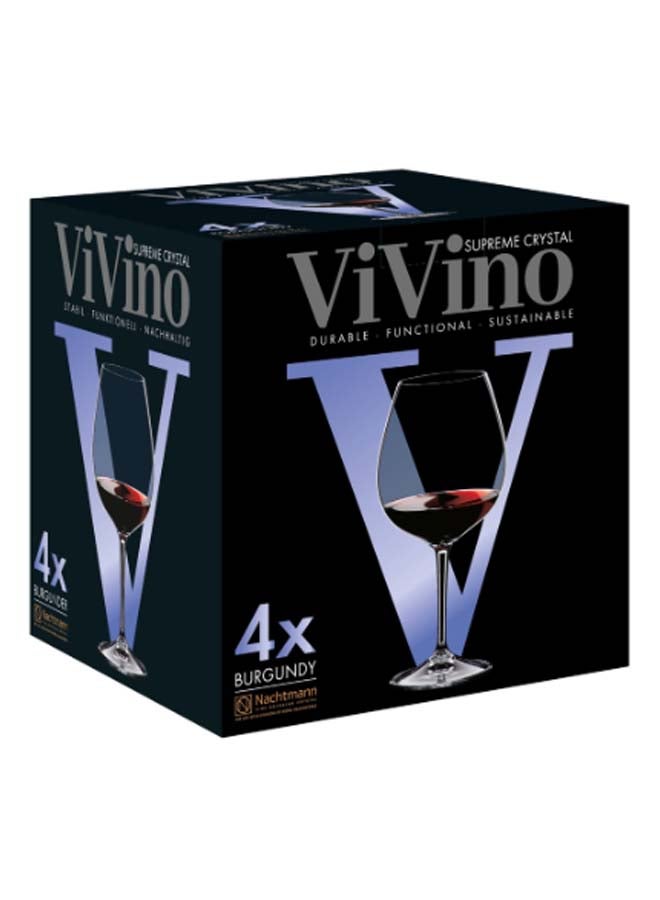 4-Piece Burgundy Vivino Wine Glass Set Clear