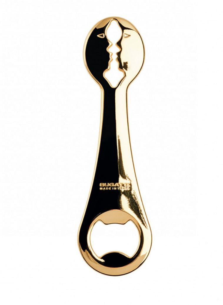 Bugatti Chrome Plated And 24 Carat Gold Plated Bottle Opener Gold