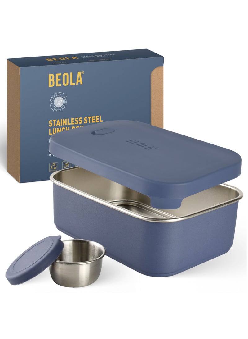 Stainless Steel Lunch Box Food Container with sauce cup - 900ml, Marine Blue