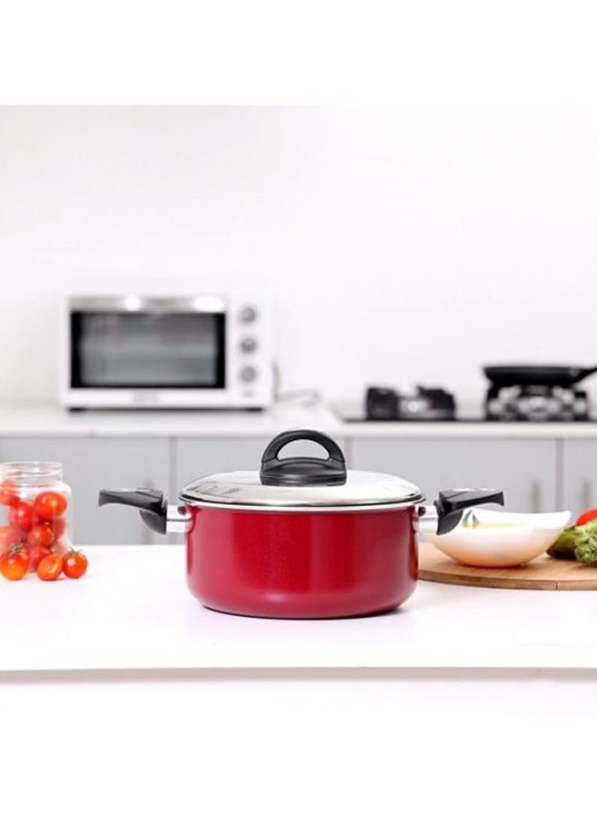 Casserole With Glass Lid Red/Black/Clear 22cm