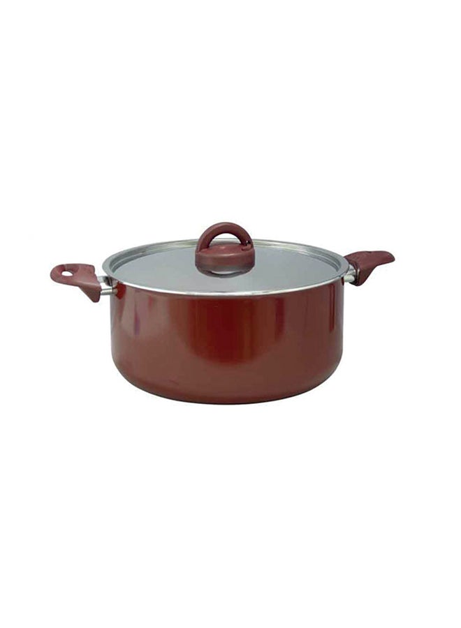Nonstick Cookware With Lid Red/Silver/Black 20centimeter