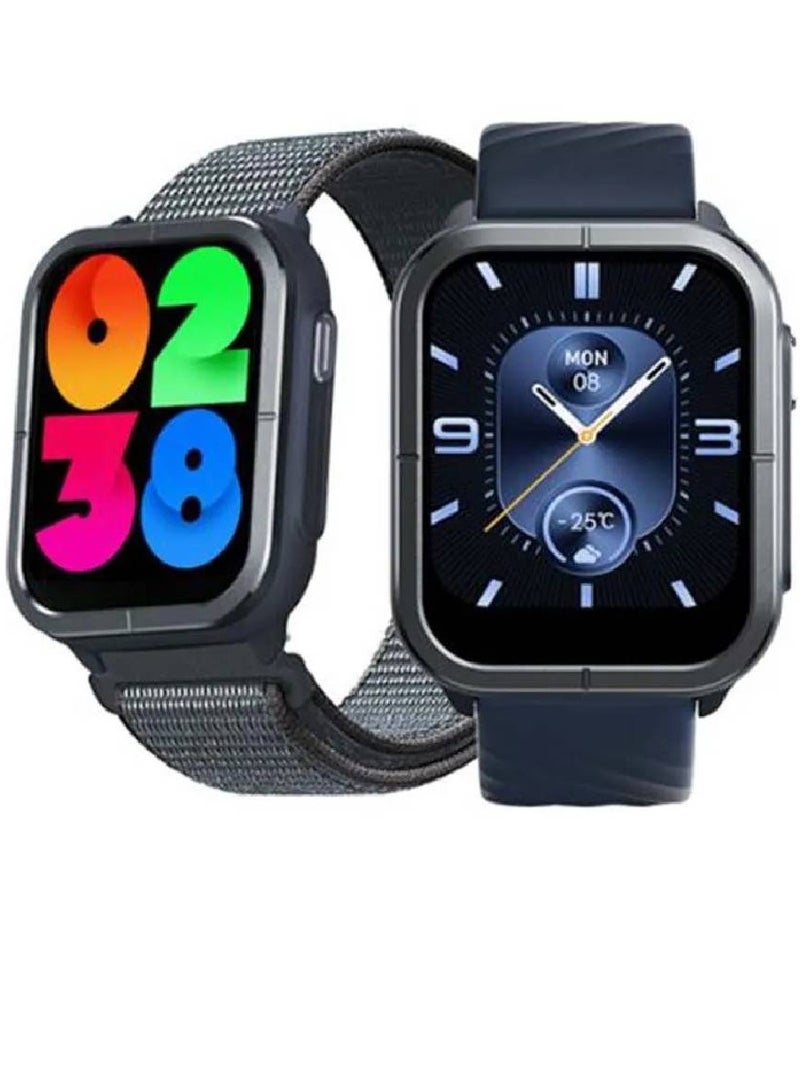 Watch C3 Bluetooth Calling Smart Watch 1.85 Inch HD Screen Dual Straps Optical Heart Rate Sensor SpO2 Sensor Accelerometer Bluetooth Connectivity 2 ATM Waterproof Smartwatch