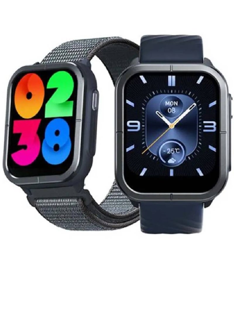 Watch C3 Bluetooth Calling Smart Watch 1.85 Inch HD Screen Dual Straps Optical Heart Rate Sensor SpO2 Sensor Accelerometer Bluetooth Connectivity 2 ATM Waterproof Smartwatch