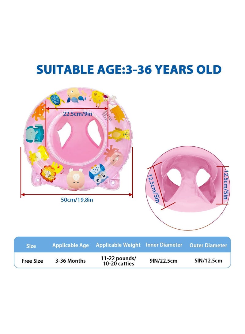 Baby Swimming Float Ring, with Safe Bottom Support, Inflatable Floats Pool Toys Accessories Large, for Toddler Age of 6-24 Months (Pink)