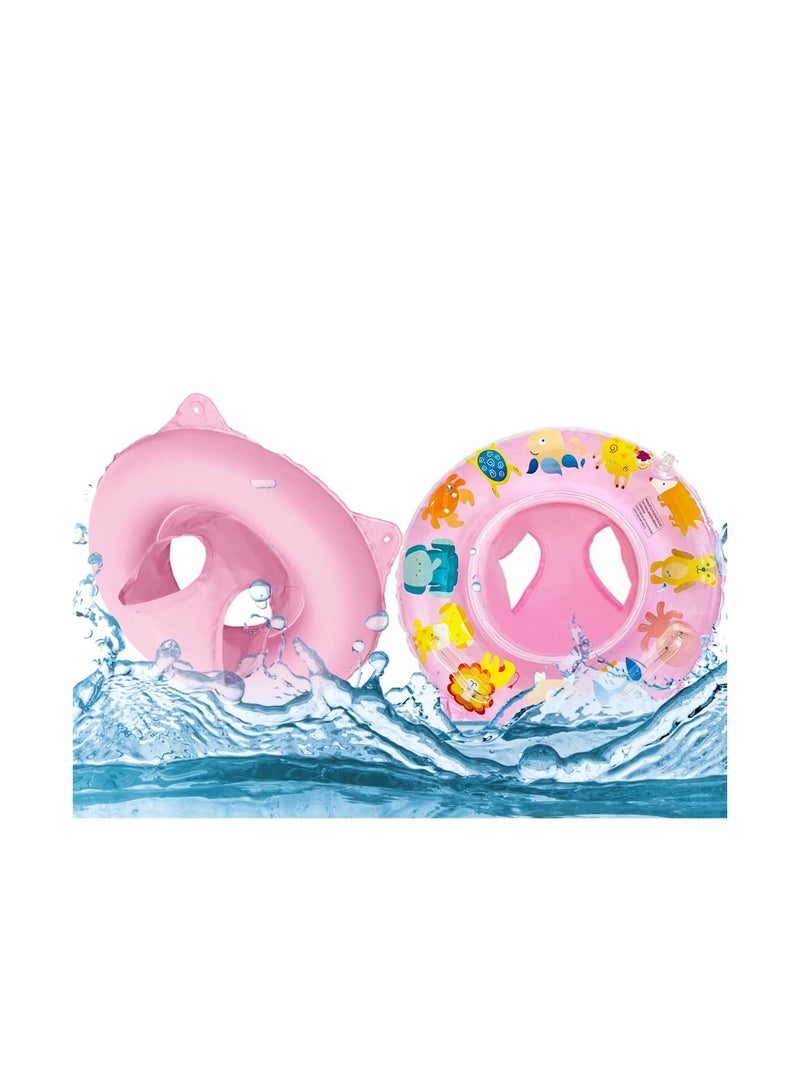 Baby Swimming Float Ring, with Safe Bottom Support, Inflatable Floats Pool Toys Accessories Large, for Toddler Age of 6-24 Months (Pink)
