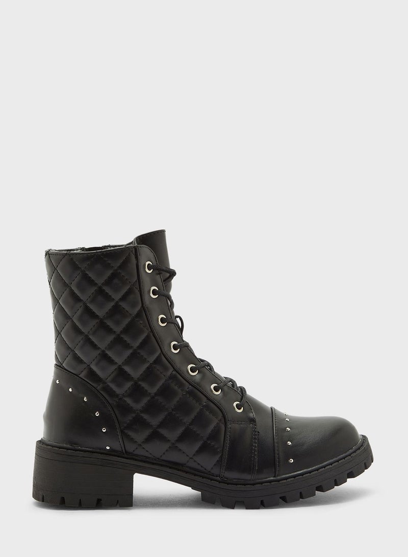 Quilted Military Boot