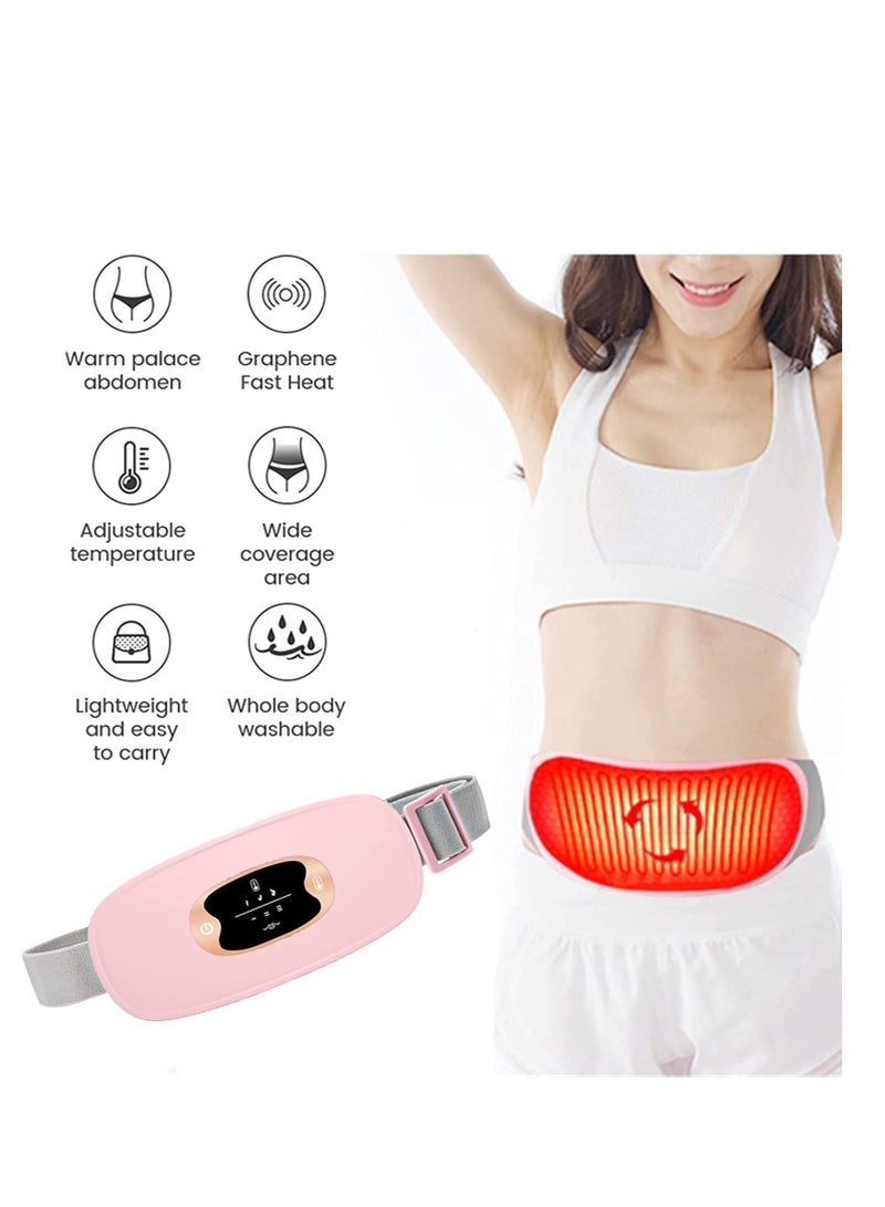 Menstrual Heating Pad Portable USB Electric Belly Wrap Warming Belt with 3 Heat Levels and 3 Massage Modes Fast Heating Wrap Belt for Women Girl