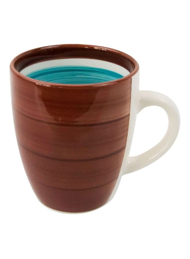 Stoneware Coffee Mug Brown/White/Green 354ml