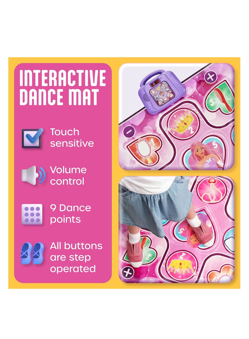 Dance Mat, Dance Pad Music Mat with LED Lights, Adjustable Volume, Built-in Music, Dance Game Gift for Kids Girls Boys (4-8 Years Old)