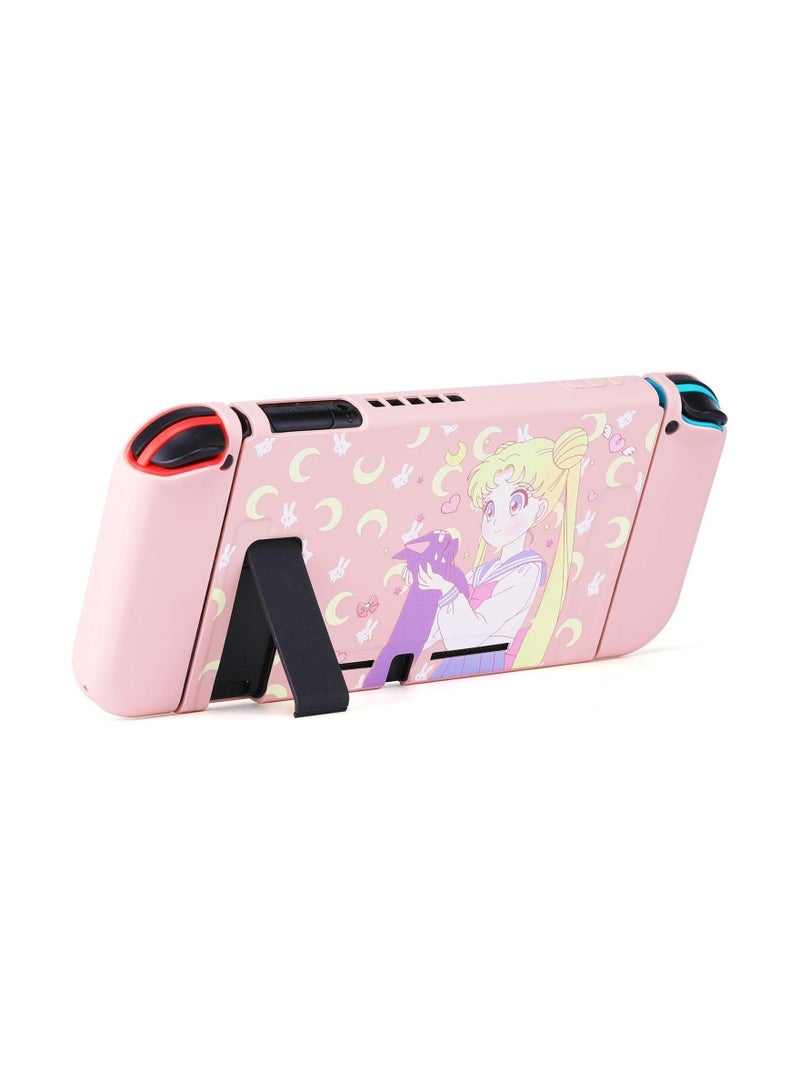 Switch Protective Cover, Cute Liquid Silicone Protective Case for Switch, Soft Slim Grip Cover Shell for Console and Joy-Con, Scratch, Crack Resistant, Easy Install (Sailor Moon)