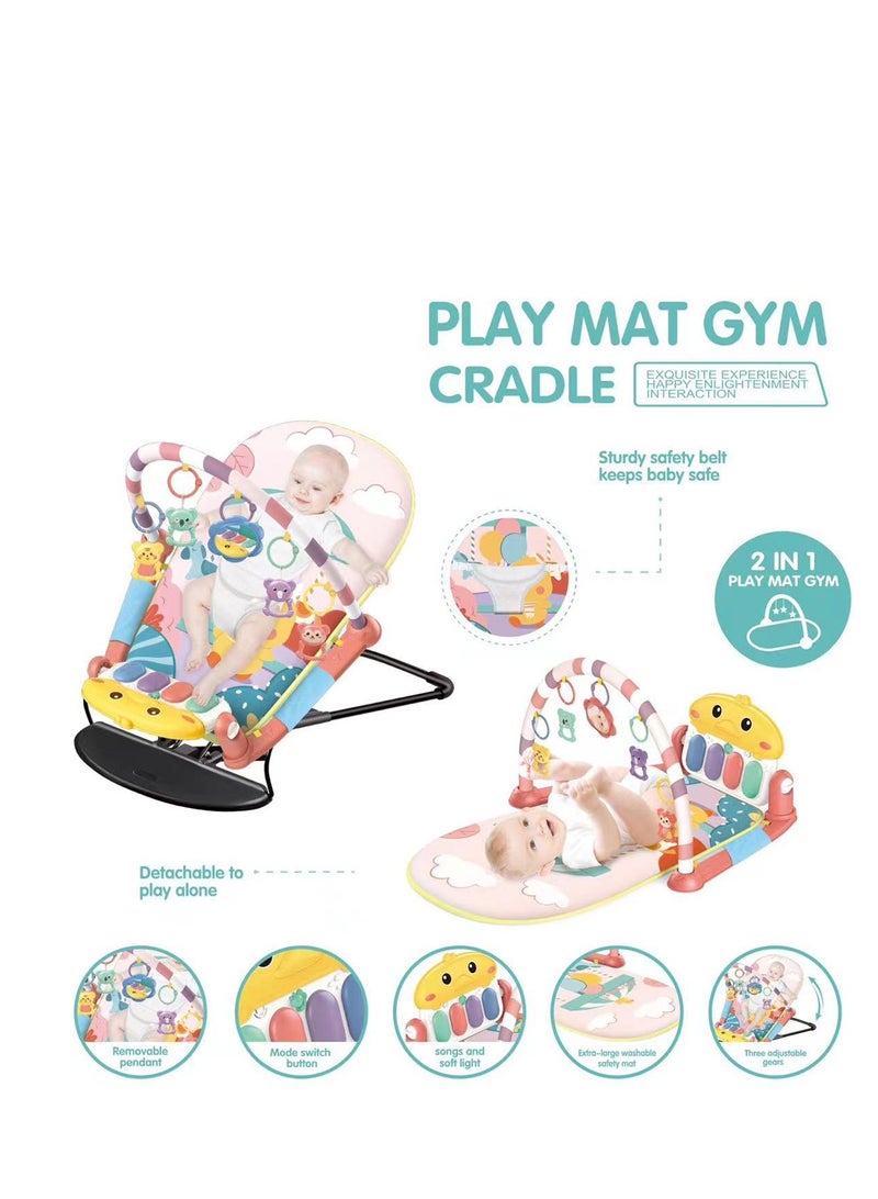 2 in 1 Baby Play Mat Gym with Adjustable Cradle -B